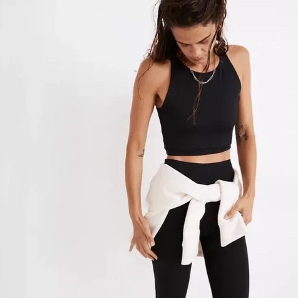 NWT Madewell MWL Sleeveless Crop Top Athletic Tank Black Size Small S NEW